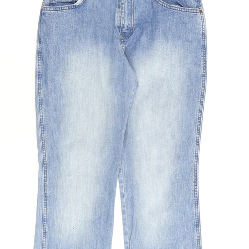 Marks and Spencer Womens Blue Cotton Straight Jeans Size 10 L28 in Regular Zip