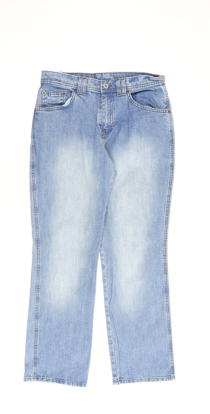 Marks and Spencer Womens Blue Cotton Straight Jeans Size 10 L28 in Regular Zip