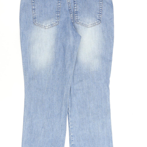 Marks and Spencer Womens Blue Cotton Straight Jeans Size 10 L28 in Regular Zip