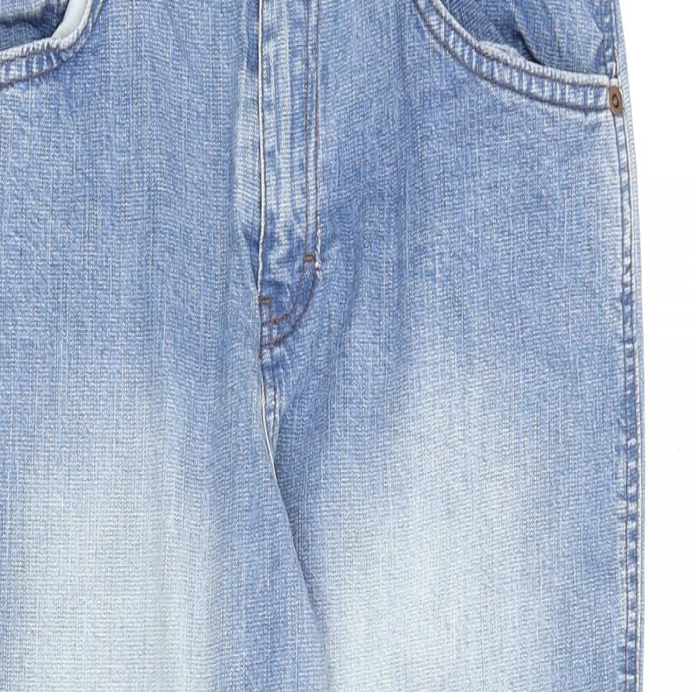 Marks and Spencer Womens Blue Cotton Straight Jeans Size 10 L28 in Regular Zip
