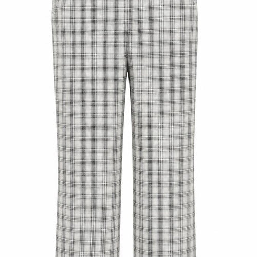 Marks and Spencer Womens Beige Check Cotton Trousers Size 18 L30 in Regular Zip