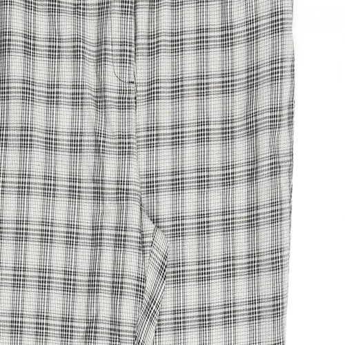 Marks and Spencer Womens Beige Check Cotton Trousers Size 18 L30 in Regular Zip