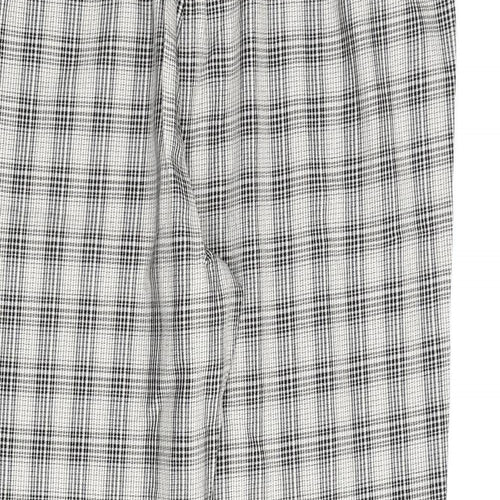 Marks and Spencer Womens Beige Check Cotton Trousers Size 18 L30 in Regular Zip