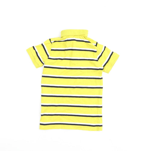 NEXT Boys Yellow Striped 100% Cotton Basic T-Shirt Size 5 Years Collared Button