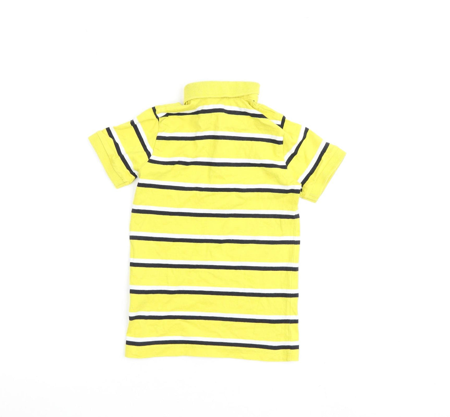 NEXT Boys Yellow Striped 100% Cotton Basic T-Shirt Size 5 Years Collared Button