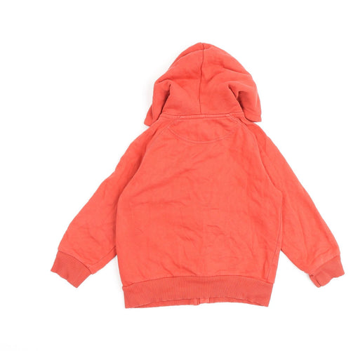 H&M Boys Red Cotton Full Zip Hoodie Size 2-3 Years Zip