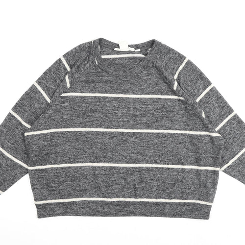 H&M Womens Grey Striped Viscose Pullover Sweatshirt Size M Pullover