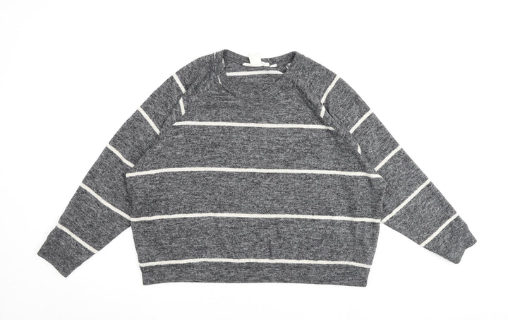 H&M Womens Grey Striped Viscose Pullover Sweatshirt Size M Pullover