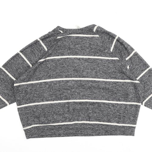 H&M Womens Grey Striped Viscose Pullover Sweatshirt Size M Pullover