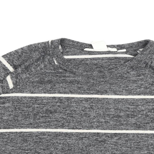 H&M Womens Grey Striped Viscose Pullover Sweatshirt Size M Pullover