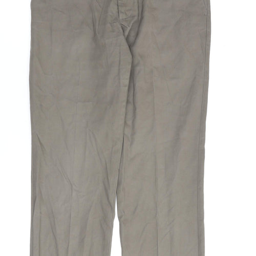 DOCKERS Mens Brown Cotton Trousers Size 32 in L32 in Regular Zip