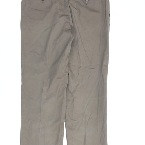 DOCKERS Mens Brown Cotton Trousers Size 32 in L32 in Regular Zip