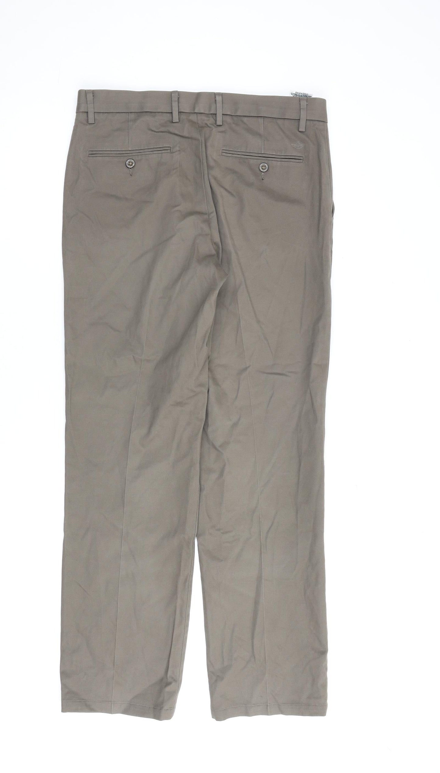 DOCKERS Mens Brown Cotton Trousers Size 32 in L32 in Regular Zip