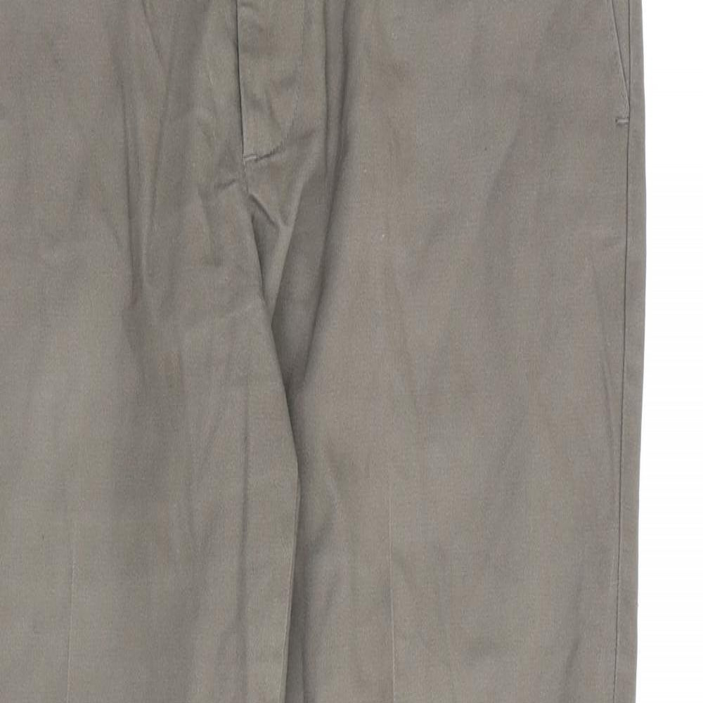 DOCKERS Mens Brown Cotton Trousers Size 32 in L32 in Regular Zip