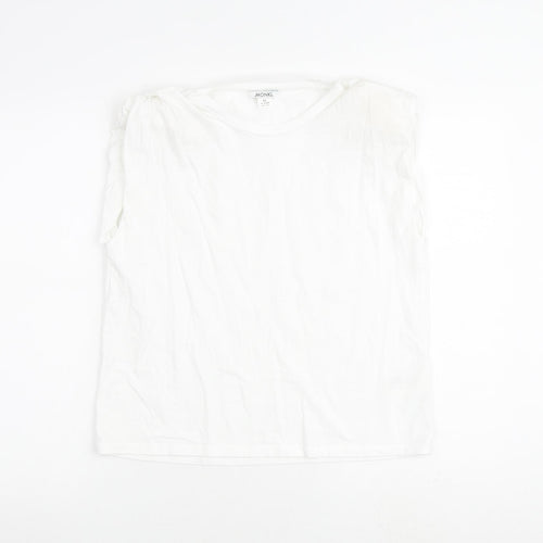 Monki Womens White 100% Cotton Basic Blouse Size XS Round Neck