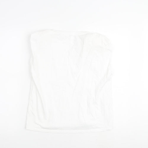 Monki Womens White 100% Cotton Basic Blouse Size XS Round Neck
