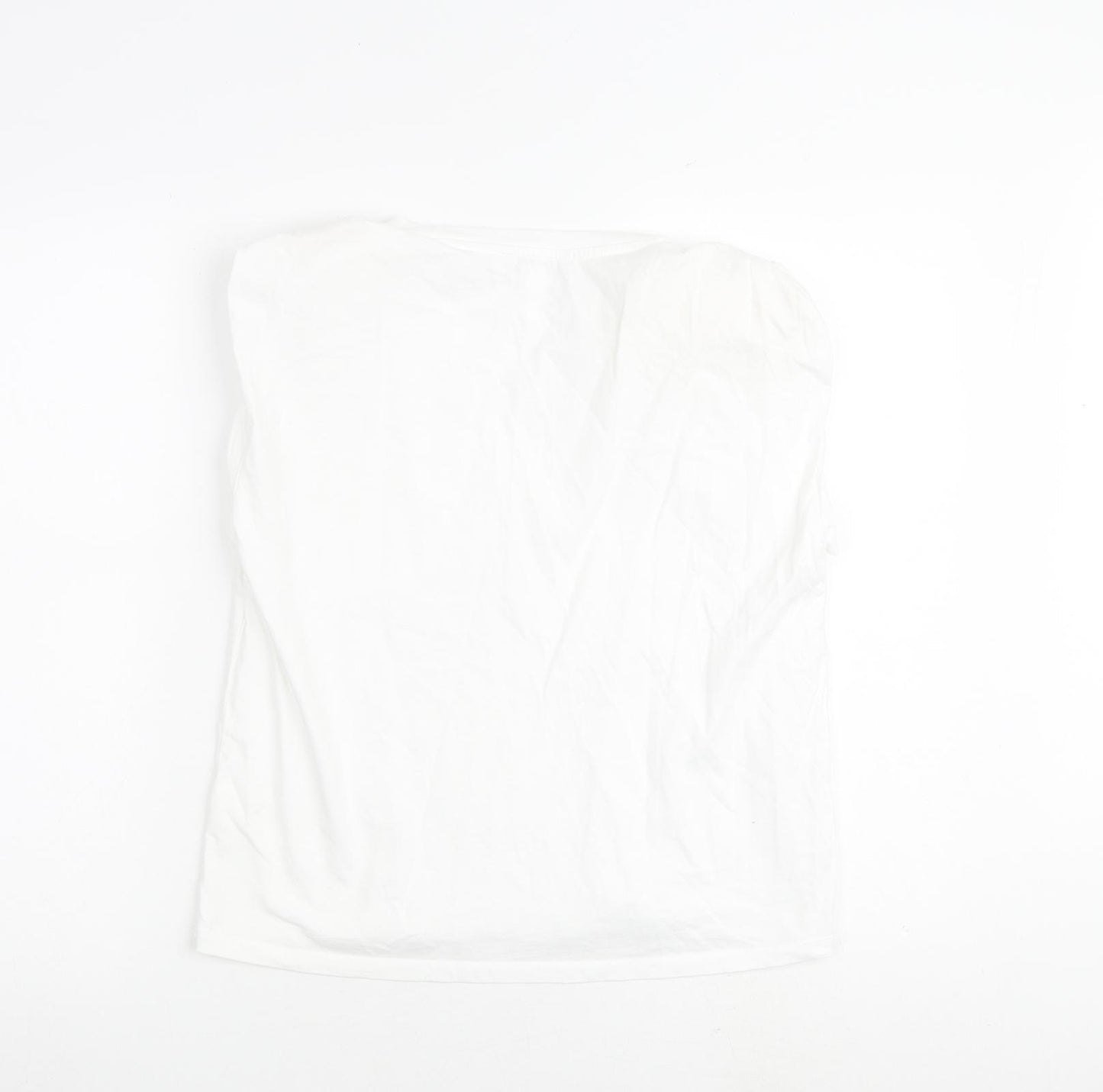 Monki Womens White 100% Cotton Basic Blouse Size XS Round Neck