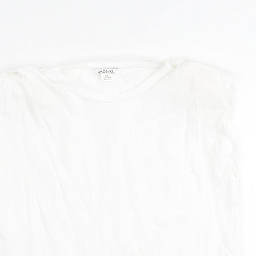 Monki Womens White 100% Cotton Basic Blouse Size XS Round Neck