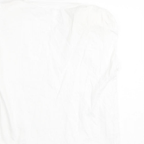 Monki Womens White 100% Cotton Basic Blouse Size XS Round Neck