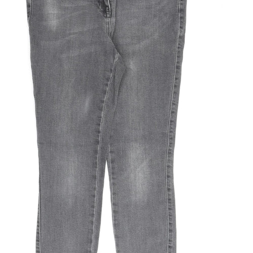 NEXT Womens Grey Cotton Skinny Jeans Size 12 L28 in Regular Zip