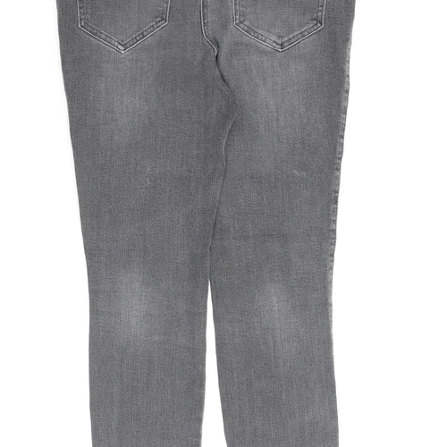 NEXT Womens Grey Cotton Skinny Jeans Size 12 L28 in Regular Zip