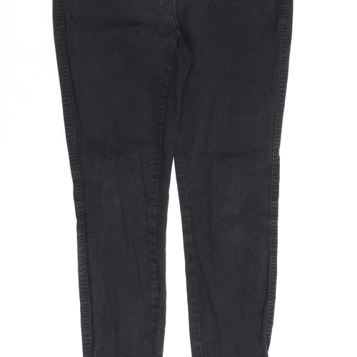 NEXT Womens Black Cotton Straight Jeans Size 10 L28 in Regular Zip
