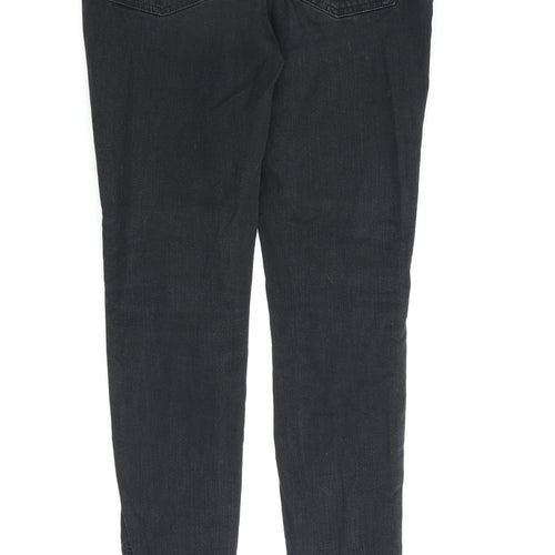 NEXT Womens Black Cotton Straight Jeans Size 10 L28 in Regular Zip