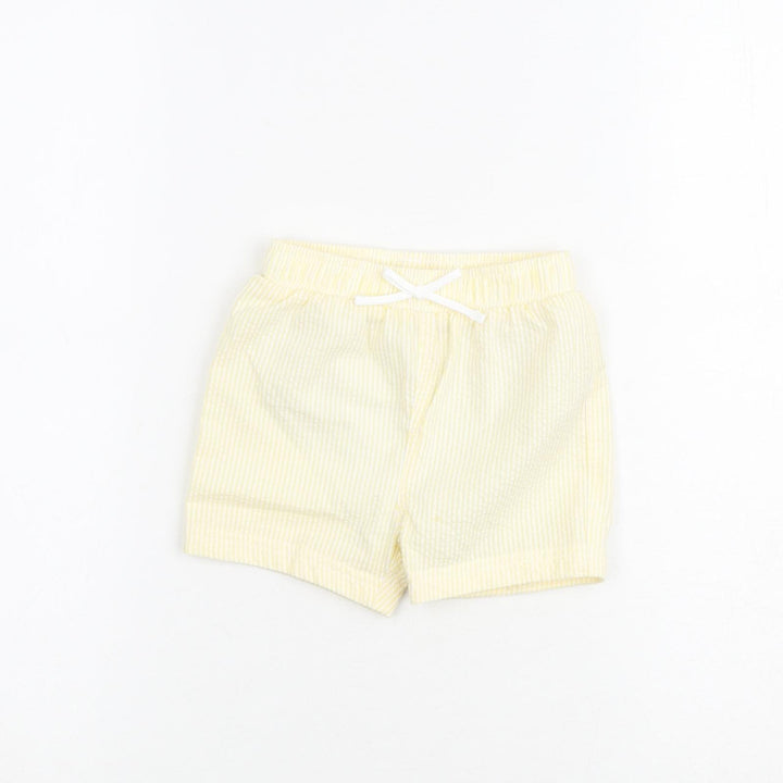 Marks and Spencer Baby Yellow Striped Cotton Cropped Jeans Size 9-12 Months Drawstring