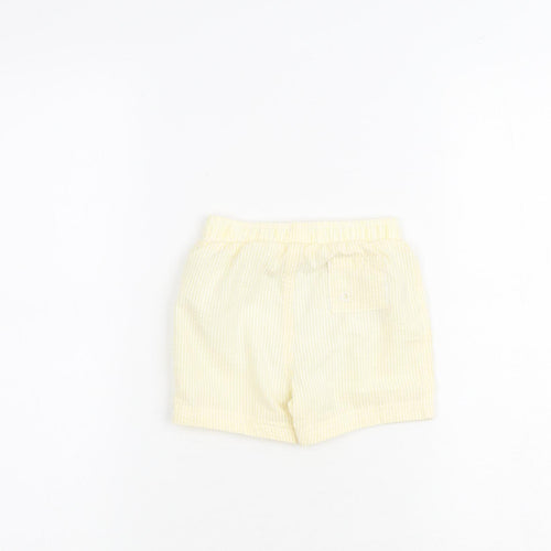 Marks and Spencer Baby Yellow Striped Cotton Cropped Jeans Size 9-12 Months Drawstring
