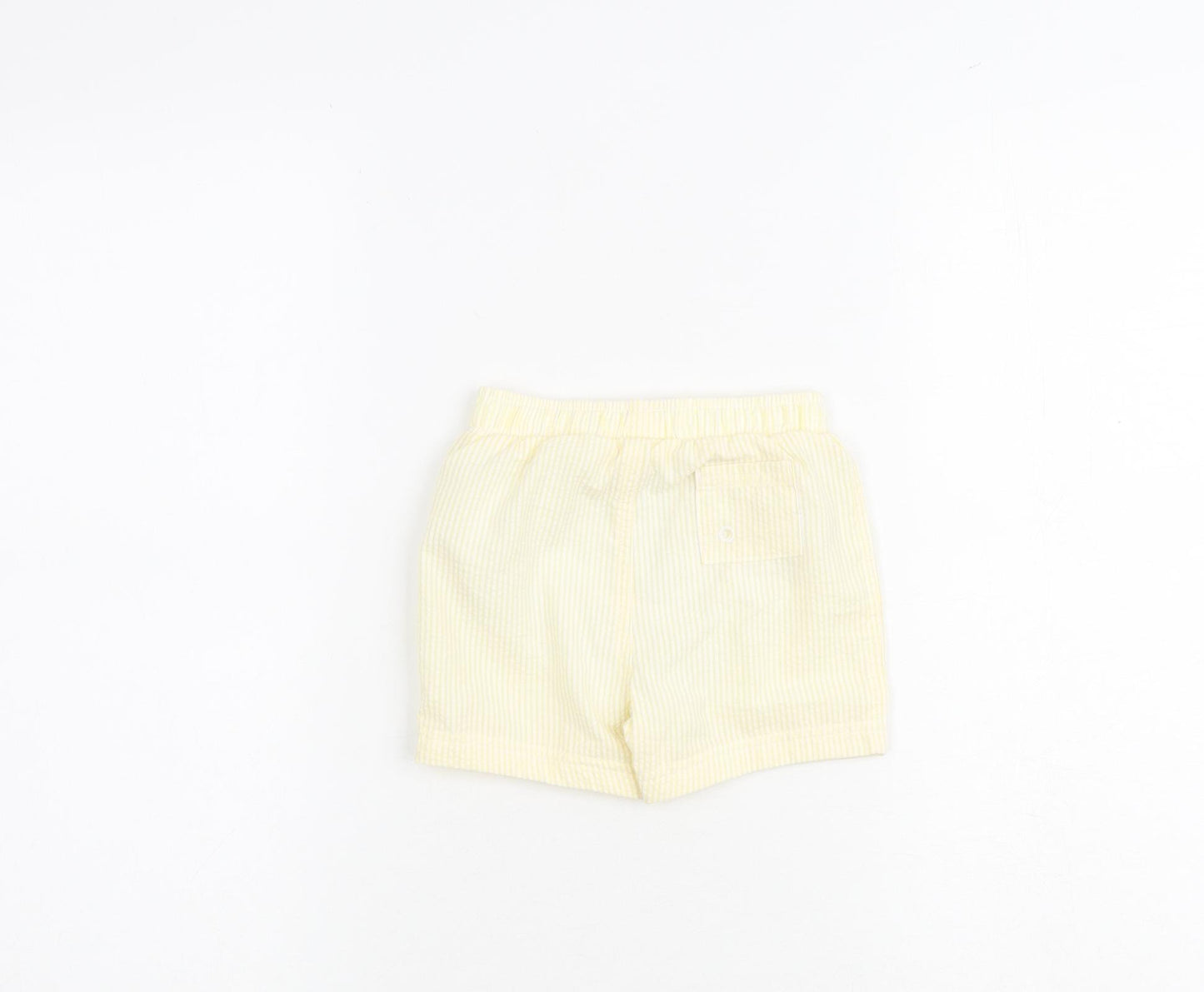 Marks and Spencer Baby Yellow Striped Cotton Cropped Jeans Size 9-12 Months Drawstring