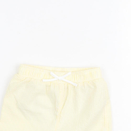 Marks and Spencer Baby Yellow Striped Cotton Cropped Jeans Size 9-12 Months Drawstring
