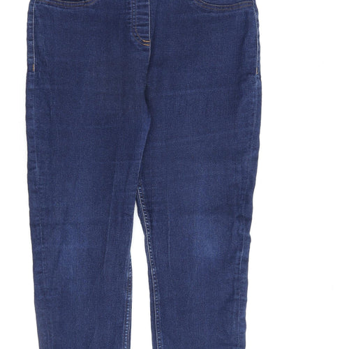 NEXT Womens Blue Cotton Skinny Jeans Size 12 L29 in Regular Zip