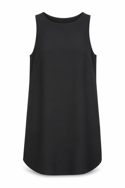 Front view of H&M women’s black polyester a-line, size UK 8, round neck pullover