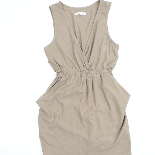 Glamorous Womens Beige Polyester A-Line Size 8 Round Neck Pullover