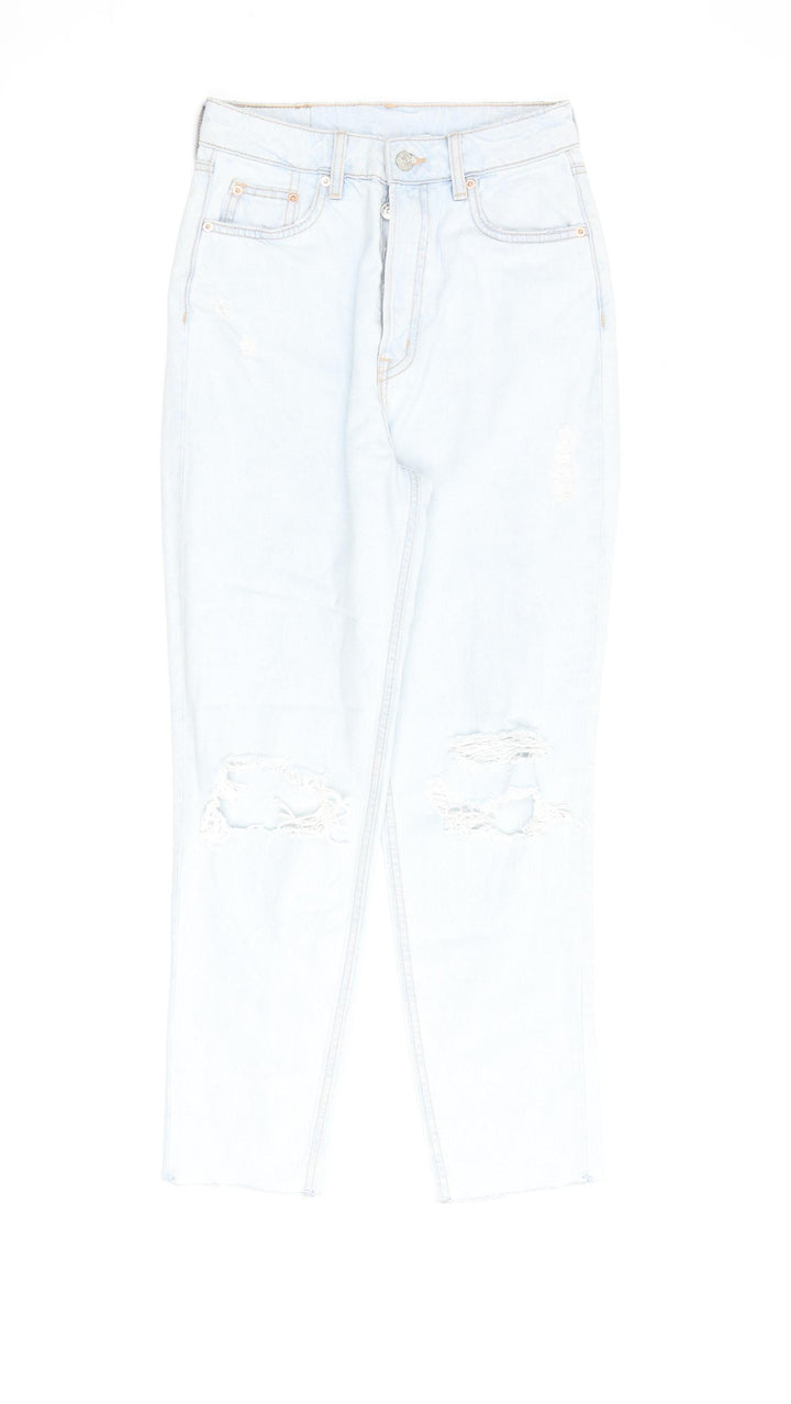 H&M Womens Blue Cotton Straight Jeans Size 6 L26 in Regular Zip