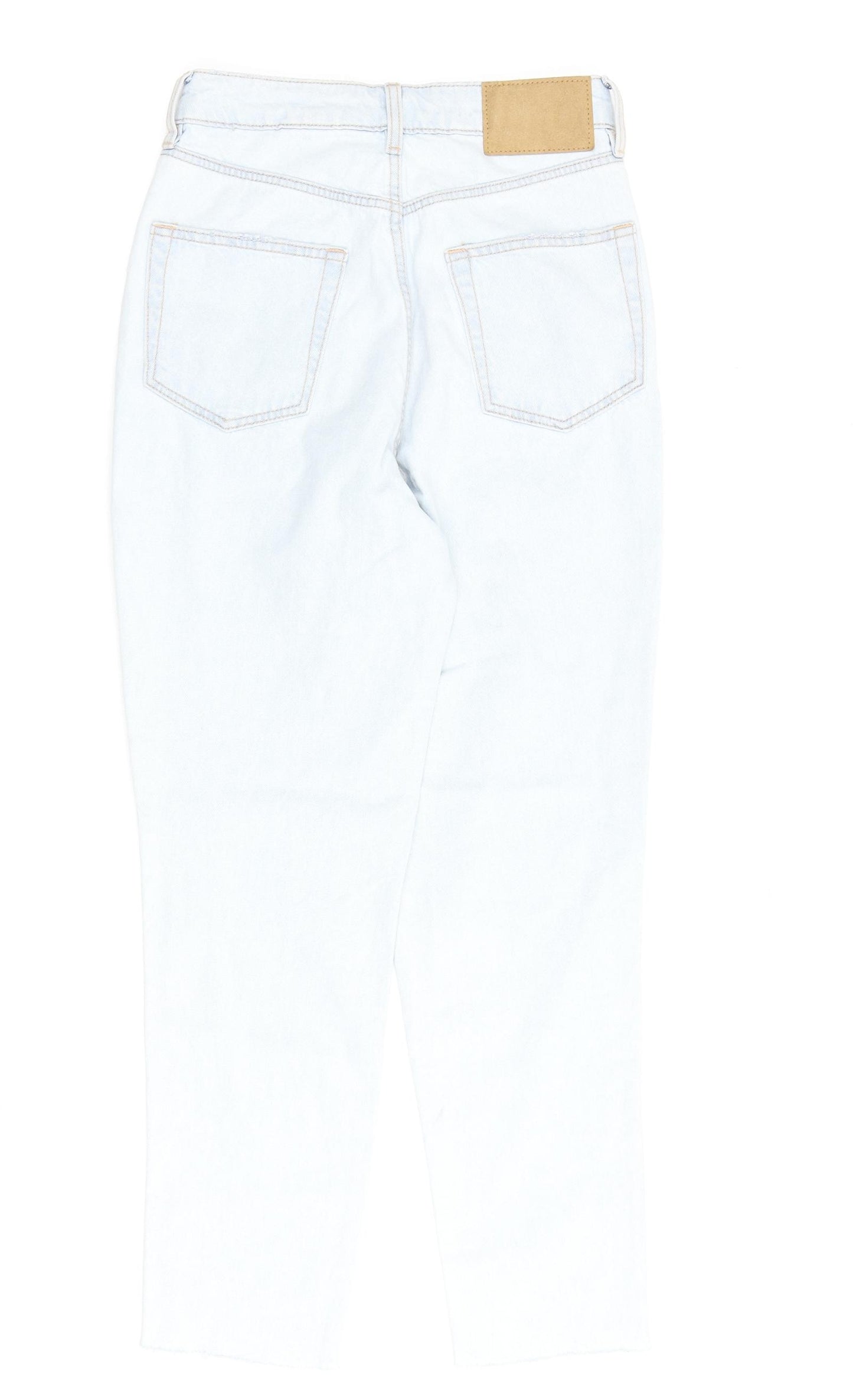 H&M Womens Blue Cotton Straight Jeans Size 6 L26 in Regular Zip