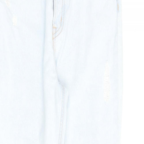 H&M Womens Blue Cotton Straight Jeans Size 6 L26 in Regular Zip