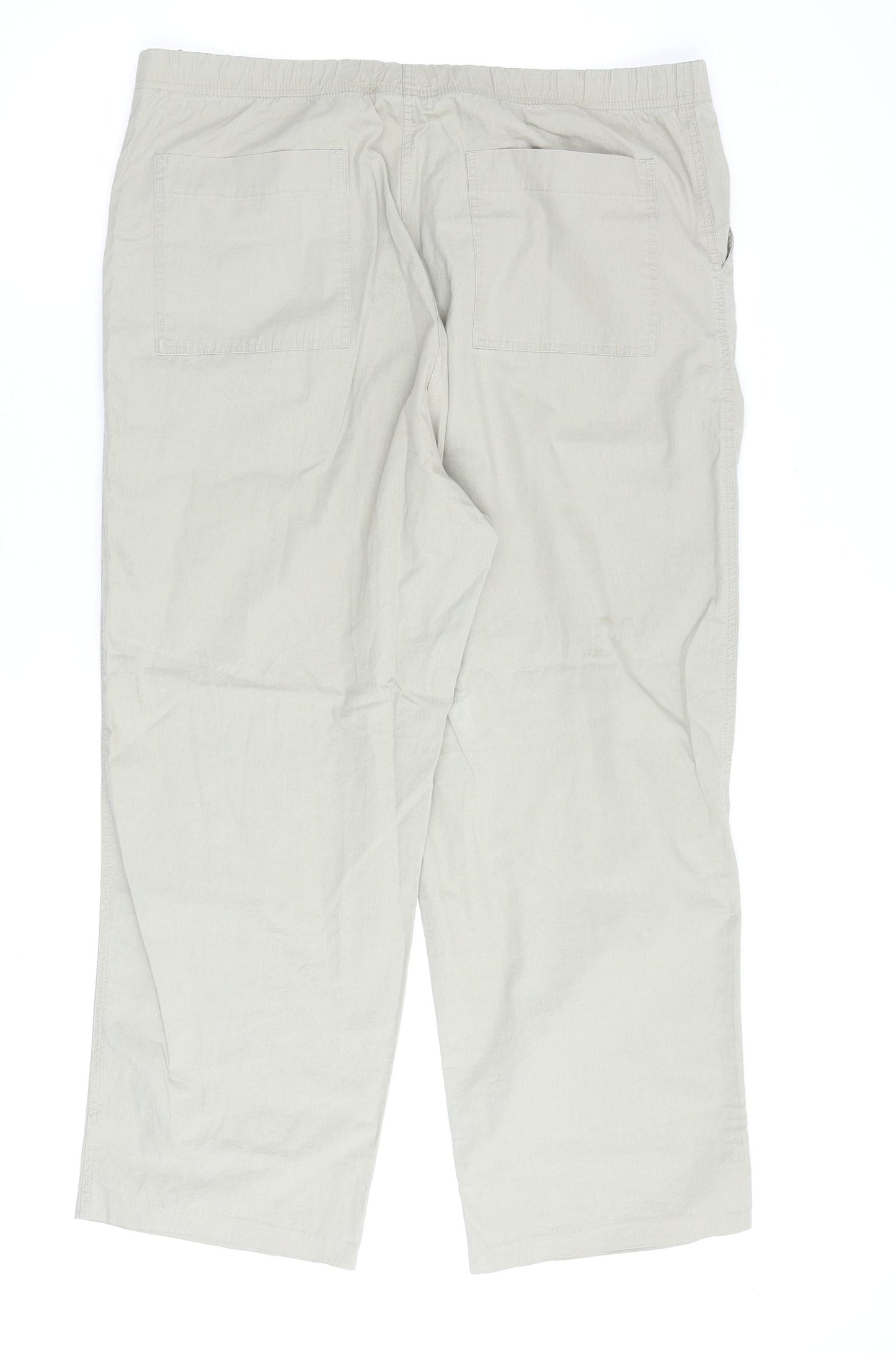 Bonmarché Womens Beige Cotton Trousers Size 20 L28 in Regular