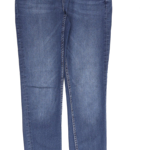 Marks and Spencer Womens Blue Cotton Straight Jeans Size 10 L30 in Regular Zip