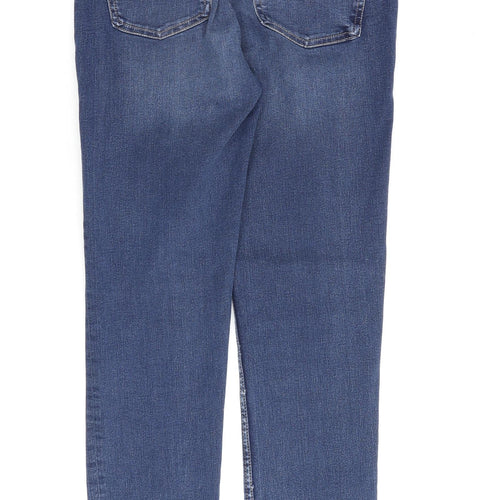 Marks and Spencer Womens Blue Cotton Straight Jeans Size 10 L30 in Regular Zip