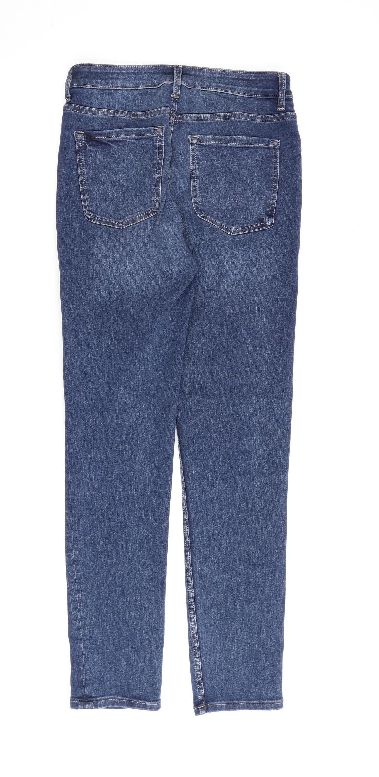 Marks and Spencer Womens Blue Cotton Straight Jeans Size 10 L30 in Regular Zip