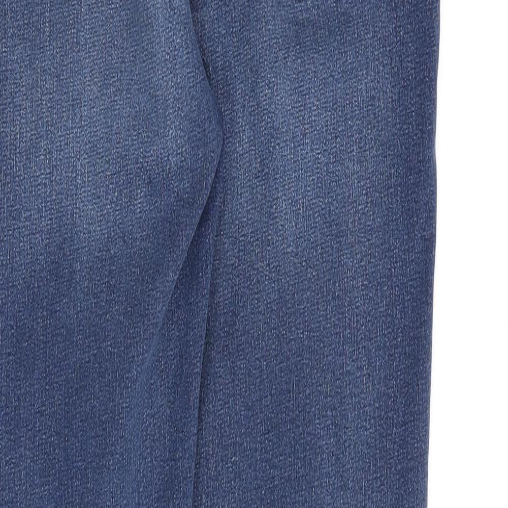 Marks and Spencer Womens Blue Cotton Straight Jeans Size 10 L30 in Regular Zip