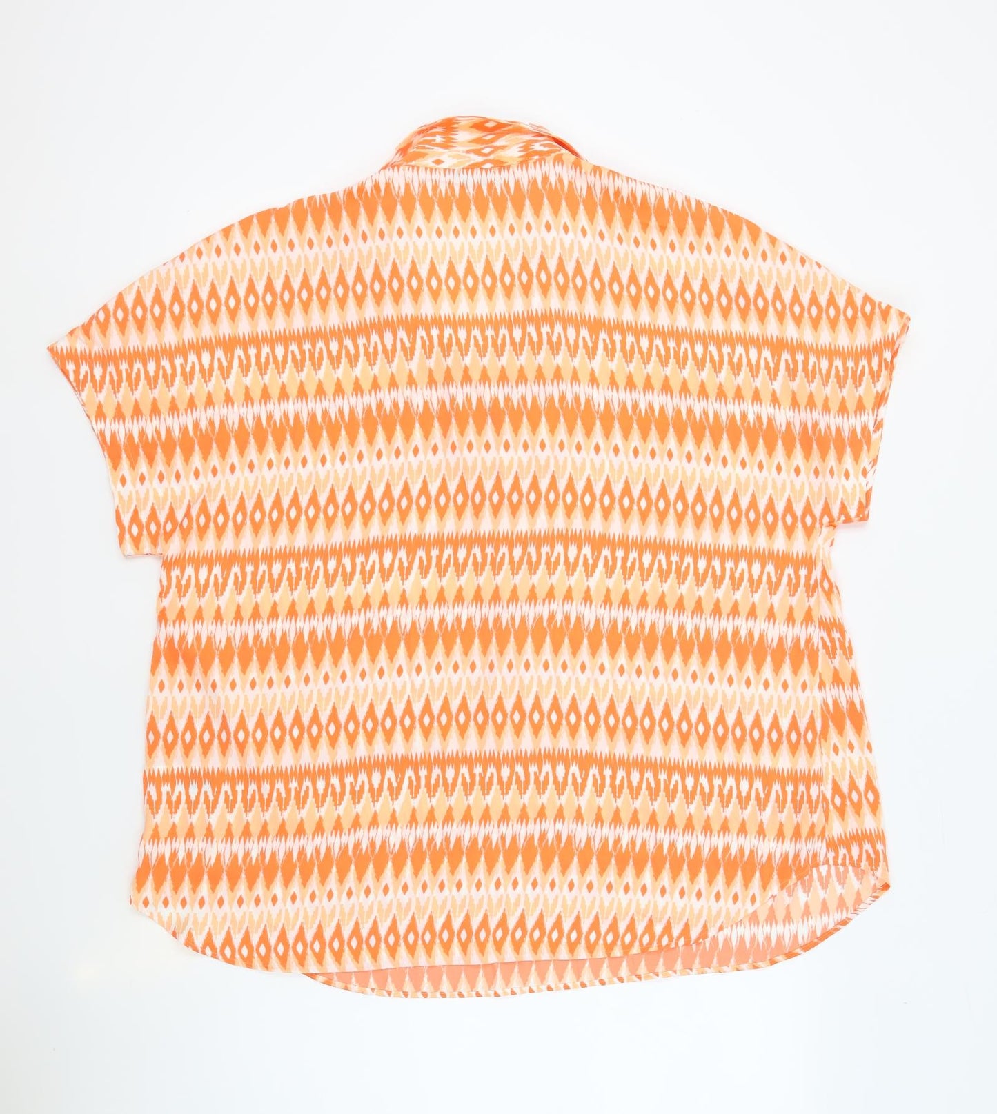 Marks and Spencer Womens Orange Geometric Polyester Basic Blouse Size 18 Collared