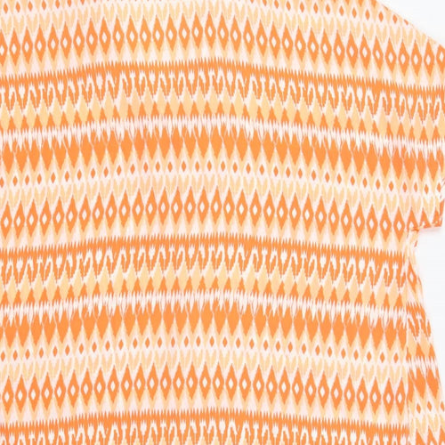 Marks and Spencer Womens Orange Geometric Polyester Basic Blouse Size 18 Collared