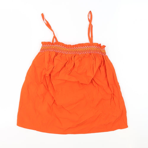 Marks and Spencer Womens Orange 100% Cotton Basic Tank Size 8 Square Neck - Shirred