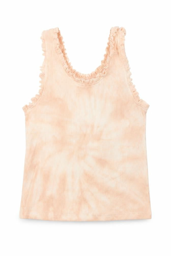 Marks and Spencer Girls Pink Geometric Cotton Basic Tank Size 8-9 Years Round Neck Pullover - Tie Dye Ruffles