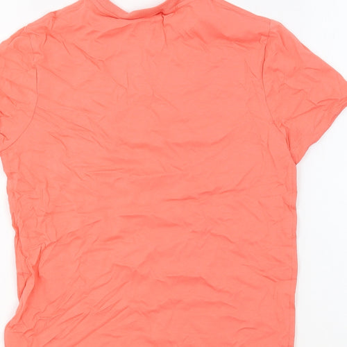 Marks and Spencer Boys Pink 100% Cotton Basic T-Shirt Size 11-12 Years Round Neck Pullover - Skateboard Salmon Colour