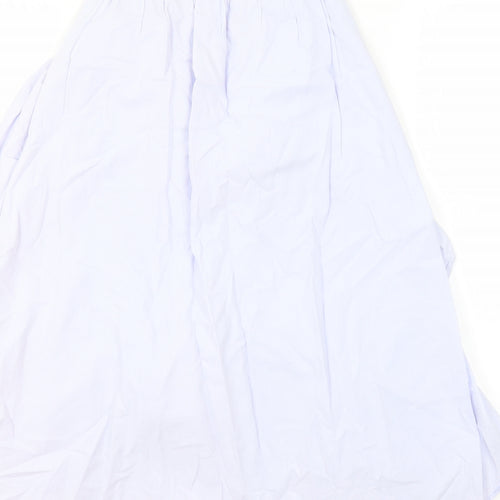 Zara Womens Blue 100% Cotton A-Line Size S V-Neck Button - Ruffles
