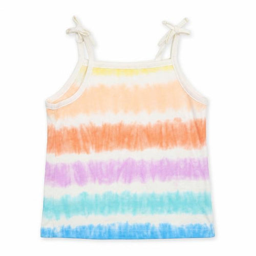 Marks and Spencer Girls Multicoloured Geometric 100% Cotton Basic Tank Size 4-5 Years Square Neck Pullover - Tie Dye