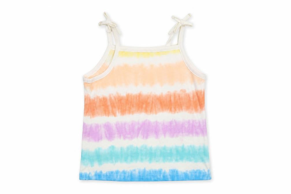 Marks and Spencer Girls Multicoloured Geometric 100% Cotton Basic Tank Size 4-5 Years Square Neck Pullover - Tie Dye